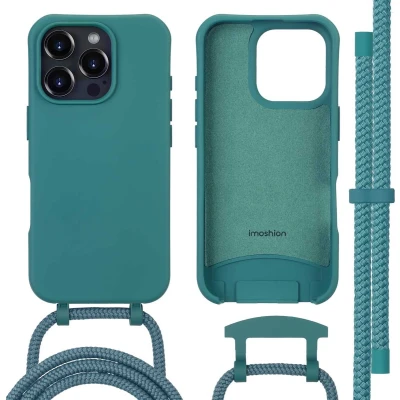 Afbeelding van imoshion Hoesje Geschikt voor iPhone 16 Pro met koord Color Backcover afneembaar MagSafe donkergroen