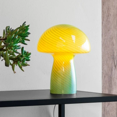 Afbeelding van Dyberg Larsen Paddenstoel tafellamp, groen, hoogte 23 cm, glas