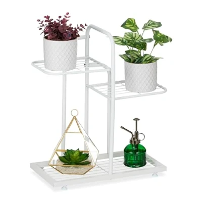 Afbeelding van Relaxdays planten etagère 3 etages woonkamer plantenrek binnen staal klein