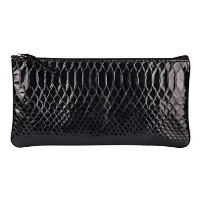 Afbeelding van Clairefontaine 410181C een plat etui, python effect, zwart, 22 x 11 cm, van echt lamsleer