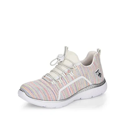 Afbeelding van Rieker Sneakers laag, Dames, Maat: 37, Rainbow/bianco/reinweiß Textiel