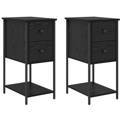 Afbeelding van vidaXL Nachtkastje 2 pcs Zwart eiken 32 x 42 70 cm Bewerkt hout