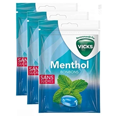 Image de Bonbons Menthe 72 g Vicks Sans SUCRE Lot de 3 Paquets 72g (3)