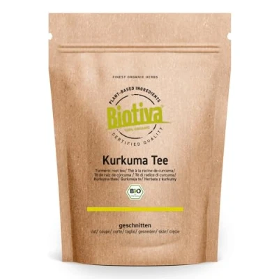 Afbeelding van Biologische kurkuma kruidenthee, 250 g, hoogwaardige gedroogde kurkumawortel, superfood, verpakt en gecontroleerd in Duitsland Biotiva
