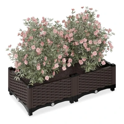 Afbeelding van plantenbak met waterreservoir kunststof 23 x 80 40 cm bruin