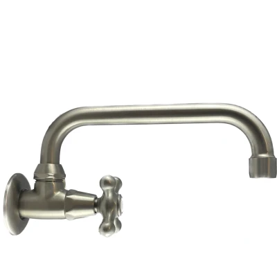 Afbeelding van PB klassieke muur fonteinkraan met sterknop koud water en draaibare uitloop rvs 1208956898