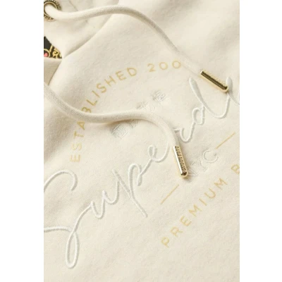 Afbeelding van Superdry LOGO Hoodie, Dames, Maat: 38, Oat cream marl