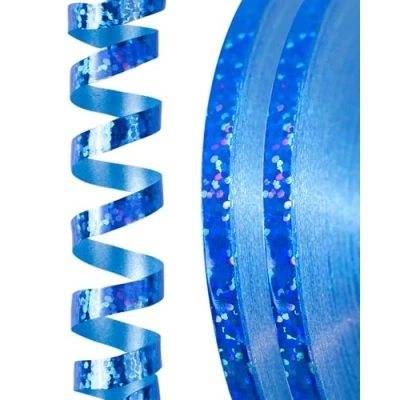 Afbeelding van PartyWoo Laserlint, blauw, 120 m, lint, ring, glanzend, ballonlint, decoratie, lint voor ballonnen, geschenkverpakking, handwerk, feestdecoratie (2 rollen, 60 m/rol)