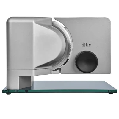 Afbeelding van ritter sono 2, universele elektrische snijmachine en metalen broodsnijmachine met ECO motor, Made in Germany, metallic zilver