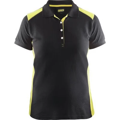Image de Polo femme noir/jaune fluorescent