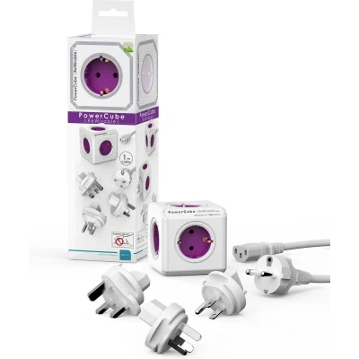 Afbeelding van PowerCube Rewirable USB De beste wereldstekker Paars zonder