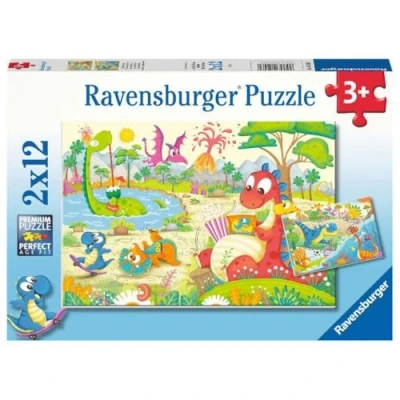 Image de Puzzle enfant 2x12 pièces Ravensburger Mes dinos préférés
