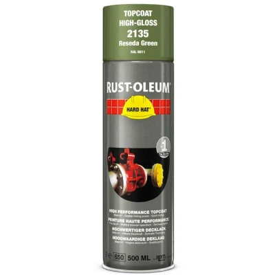 Afbeelding van Rust oleum hard hat deklaag ral hoogglans, 500 ml, resadagroen, 6011, 2135, spuitbus
