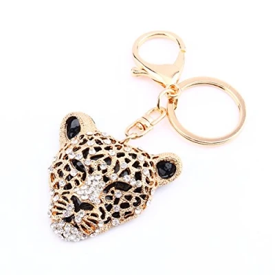 Afbeelding van Hztyyier kristal luipaard sleutelhanger strass bling portemonnee hanger handtas charme decoratie, meerkleurig, één maat, Meerkleurig