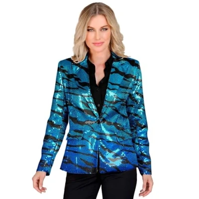 Afbeelding van Widmann Pailletten Blazer Blue Wave Vrouw Blauw Medium Carnavalskleding Verkleedkleding