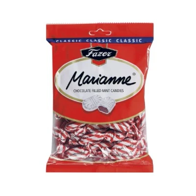 Afbeelding van Fazer Marianne mintbonbons in chocoladebruin met melk Finland, zak 220 g