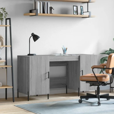 Afbeelding van Bureau 140x50x75 cm bewerkt hout grijs sonoma eikenkleurig