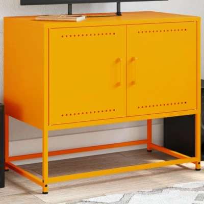 Afbeelding van Tv meubel 68,5x39x60,5 cm staal mosterdgeel