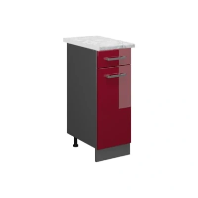 Afbeelding van Vicco Keukenonderkast R Line, Bordeauxrode hoogglans/Antraciet, 30 cm WB Marmer