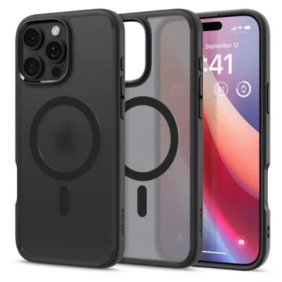 Afbeelding van Spigen Ultra Hybrid MagFit Hoesje Geschikt voor Apple iPhone 16 Pro Max Compatibel met MagSafe Back Cover Frost Zwart