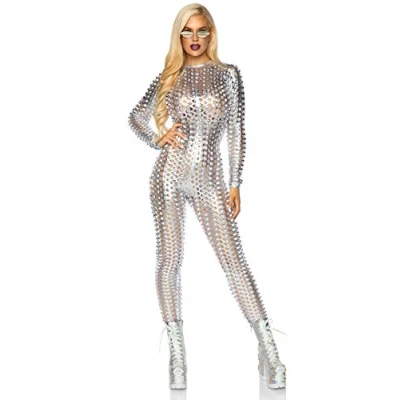 Afbeelding van Leg Avenue Laser Cut Metallic Catsuit