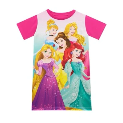 Afbeelding van Disney Princess Nachthemd voor meisjes, prinsessenjurk kinderen, korte pyjama Ariel Rapunzel Cinderella Belle Aurora, Meerkleurig