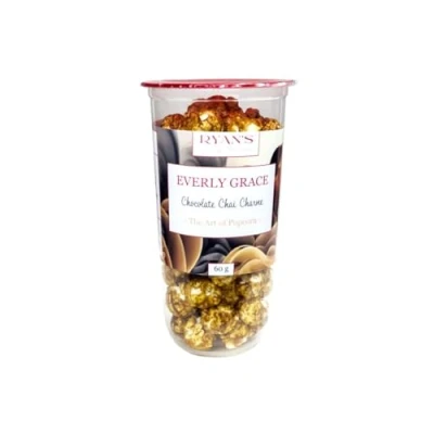 Afbeelding van Everly Grace Popcorn Chocolate chai Charme, 60 g, popcornbekers met chocolade en specerijen uit onze fabriek in Augsburg, Duitsland