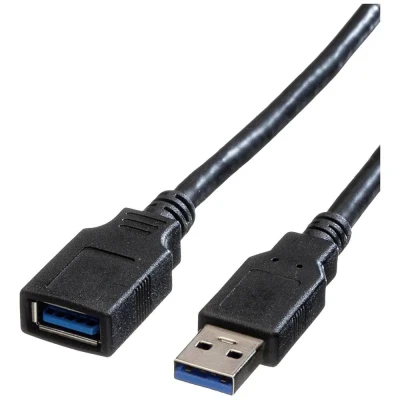 Afbeelding van ROLINE USB 3.2 Gen 1 Kabel, type A A, M/F, zwart, 1,8 m