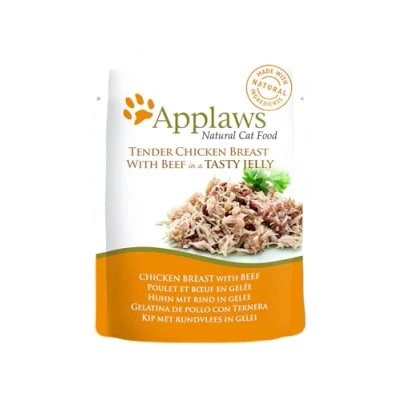 Afbeelding van 16x70g Kip met Lever in Gelei Applaws Kattenvoer Maaltijdzakjes