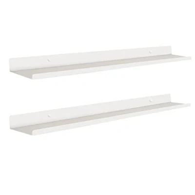 Afbeelding van MILUKA Hangend wandrek Zwevend 70 cm (2 stuks hangplanken witte wandplanken voor keuken, woonkamer, slaapkamer, badkamer enz. Planken