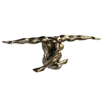 Afbeelding van Sculptuur mannelijke atleet Alter ego beeldje Atletische man Brons Polyresin 60 cm breed cliffhanger