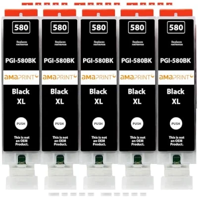 Afbeelding van Amaprint 5XL cartridges compatibel met Canon PGI 580 zwart PGBK voor Pixma TR7500 TR7550 TR8500 TR8550 TS6100 TS6150 TS6151 TS6300 TS6350 TS8100 TS8150 TS8151 TS8152