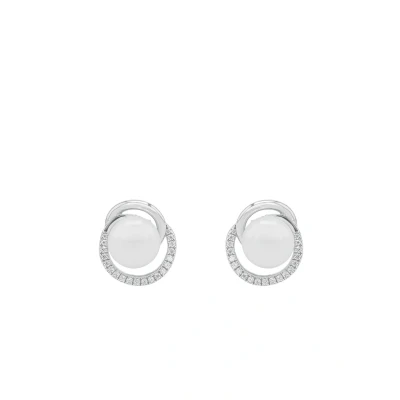 Afbeelding van JOOP! Ohrstecker 925 Sterling zilveren damesarmband, met zirkonia synth., zoetwaterparel, 1,2 cm, zilver, bruin in sjaal geschenkdoos, 2023379