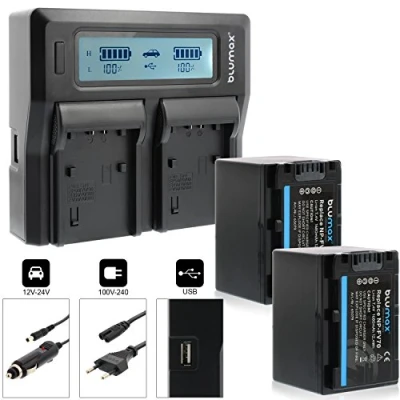 Afbeelding van Blumax NP FV70 1680 mAh dubbele oplader Dual Charger, compatibel met verschillende Sony cameramodellen, 2 batterijen tegelijkertijd