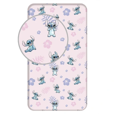 Afbeelding van Disney Lilo &amp; Stitch Hoeslaken Pink Eenpersoons 90 x 200cm Katoen