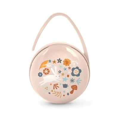 Afbeelding van Suavinex, Duo fopspeendoos met capaciteit voor 2 fopspenen. Fopspeenzakje, flexibel handvat, fopspeenhouder, baby&#039;s + 0 maanden, Wonderland Rose