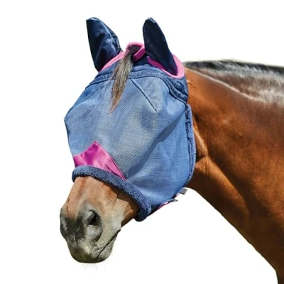 Afbeelding van Weatherbeeta Vliegenmasker Comfitec Deluxe Durable Mesh met Oren Navy/Paars Small Pony Agradi.be