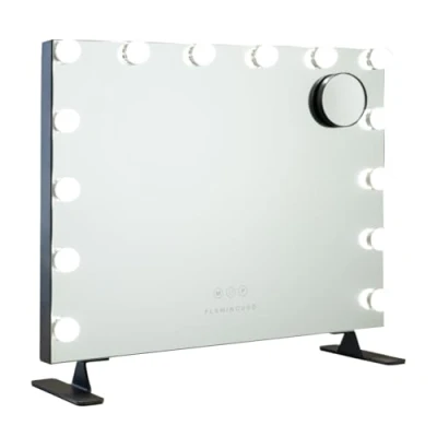 Afbeelding van Flamingueo make upspiegel led spiegel met 14 lampen, verlichte upspiegel, 3 modi, USB poort, Hollywood spiegel, touch zwart
