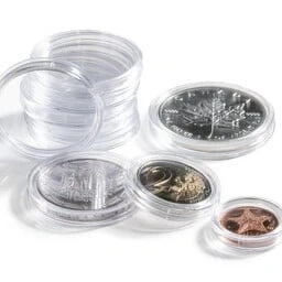 Afbeelding van Leuchtturm Leuchtturm, Muntcapsules, Rond voor Munten Ø 26 mm. Grips, met griprand Transparant per 100 st.