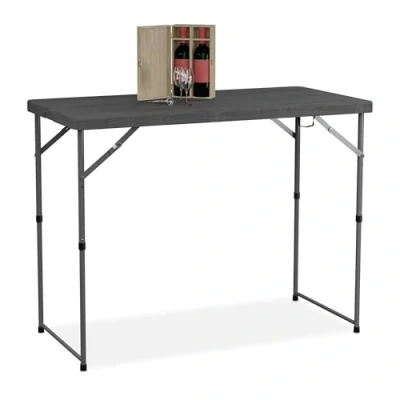 Afbeelding van Relaxdays tuintafel campingtafel eettafel tuin tafel in hoogte verstelbaar 120x60 grijs