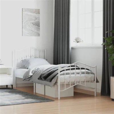 Afbeelding van vidaXL Bedframe met hoofd en voeteneinde metaal wit 90x200 cm