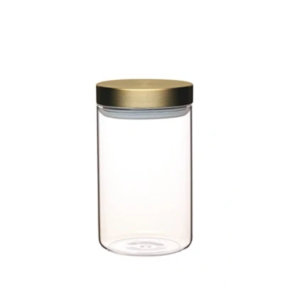 Afbeelding van masterclass Glazen voorraadpot met messing deksel, 1 l, transparant, 10 x 17,5 cm
