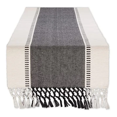 Afbeelding van DII Dobby Stripe Runner, katoen, 13 x 108 cm, zwart
