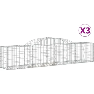 Afbeelding van VidaXL Schanskorven 3 st gewelfd 300x50x60/80 cm gegalvaniseerd ijzer