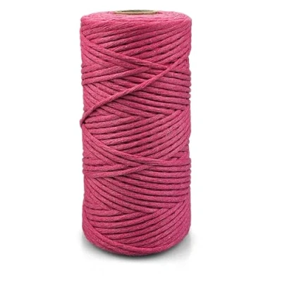 Afbeelding van Netuno 1 x macramégaren donkerroze 3 mm 100 m katoengaren voor doe het zelf katoenen touw macramé garen koord breien decoratie haak handwerk