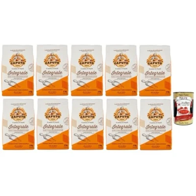 Afbeelding van Caputo Farina 10 stuks volkorenmeel zacht 1 kg + Italian Gourmet Polpa 400 g