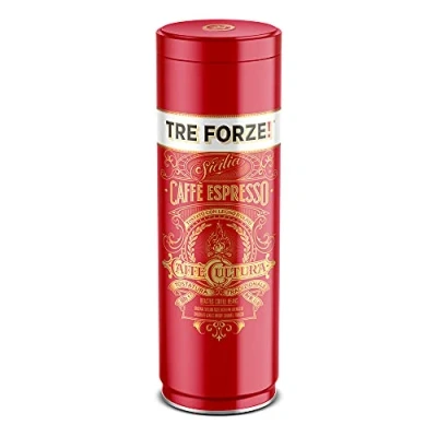 Afbeelding van TRE FORZE! 500 g espresso koffie in hoogwaardige doos, nieuw design, traditioneel bakken op olijfhoutvuur, koffiebonen voor volautomatische en zeefdragers
