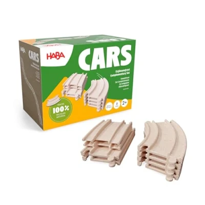 Afbeelding van HABA CARS Aanvullende set 8 rails van gerecycled hout en kunststof extra grote elementen eenvoudig te verbinden voor kinderen vanaf 2 jaar 2011844001