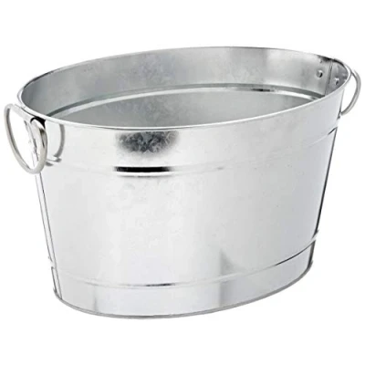 Afbeelding van APS Germany® Wijnkoeler met Lekbak en Handvaten IJsemmer Bierkoeler Champagne koeler Emmer Edelstaal RVS look 11 Liter 40x28x22 cm