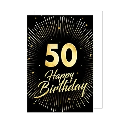 Afbeelding van Edition Seidel XXL wenskaart voor de 50e verjaardag, met envelop, DIN A4, wenskaart, ticket, Happy Birthday, mannen en vrouwen, goud (A4 GZ345 50)
